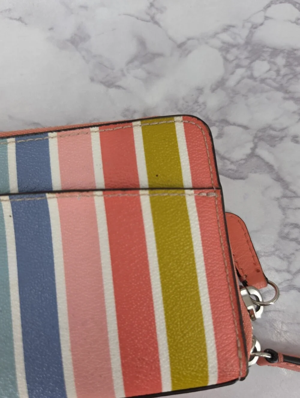 Coach Peyton Pastel Rainbow Stripe Accordion Zip Zippy Long Wallet SEE NOTES Y2K